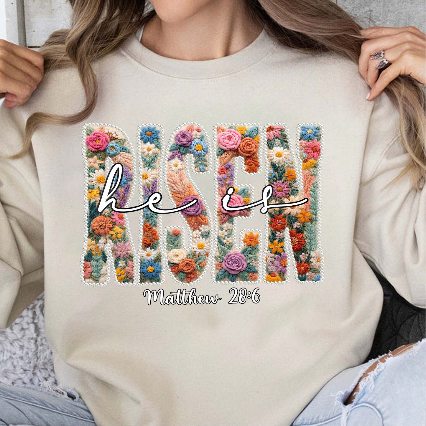 Floral Spring Pearl He Is Risen Bright Shirt | Easter Day T-Shirt 684439
