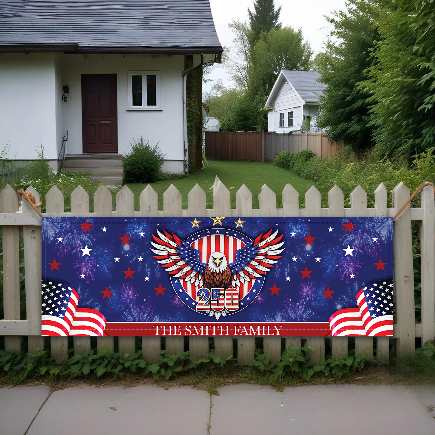 Personalized America 250 Years Anniversary Banner Flag | Patriotic 1776–2026 Banner 684527