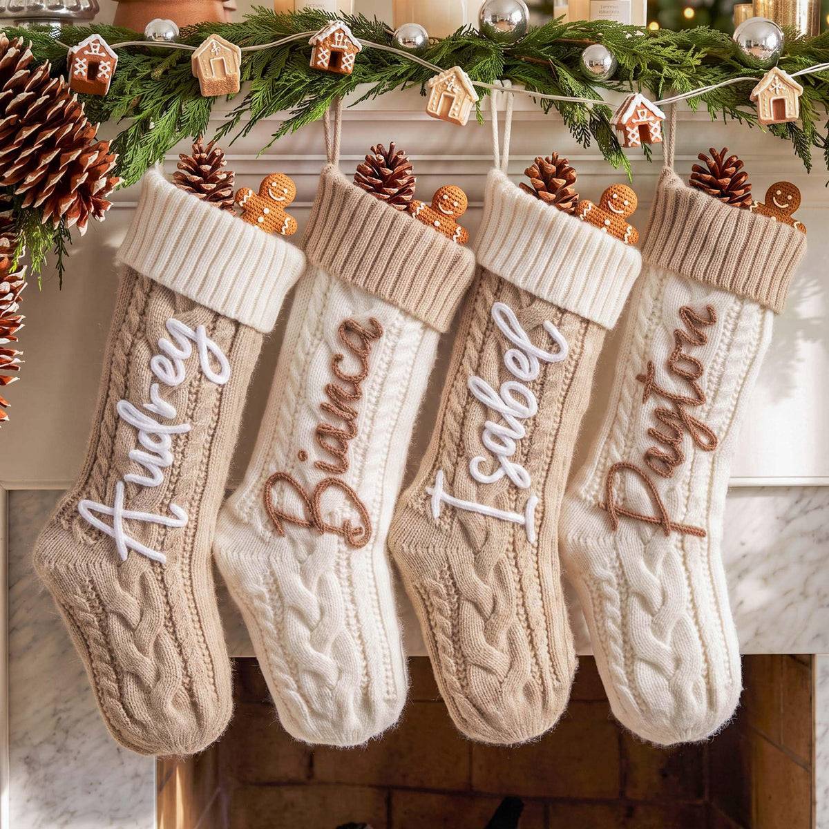 Personalized Knit Christmas Stocking, Custom Name Holiday Gift For Family 686710 WFD
