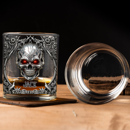 Personalized Skeleton Gothic Whiskey Glass, Custom Name Halloween Gift 685618