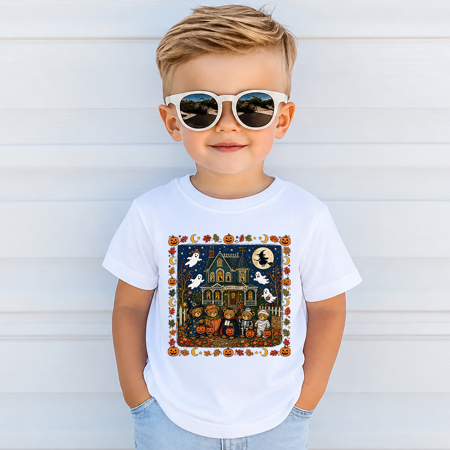 Vintage 90s Nostalgic Bears Halloween Graphic Kid Shirt, Retro Spooky Season Tee 685613