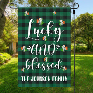 Lucky And Blessed Personalized Custom Garden Flag H102