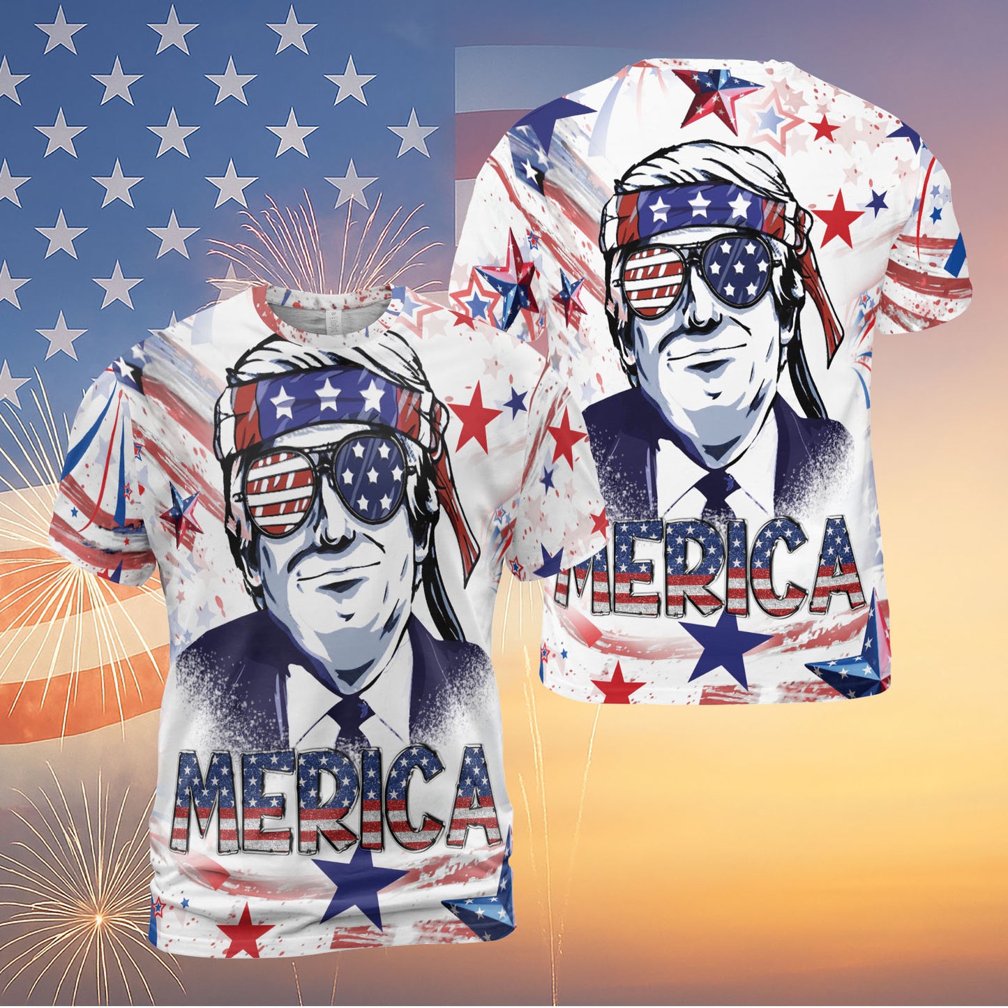 No More Bullsh*t Trump Make 4th of July Great Again AOP T-Shirt | Independence Day Shirt | 4th of July All-Over Printed T-Shirt | Patriotic America AOP T-Shirt 682301 - GOP