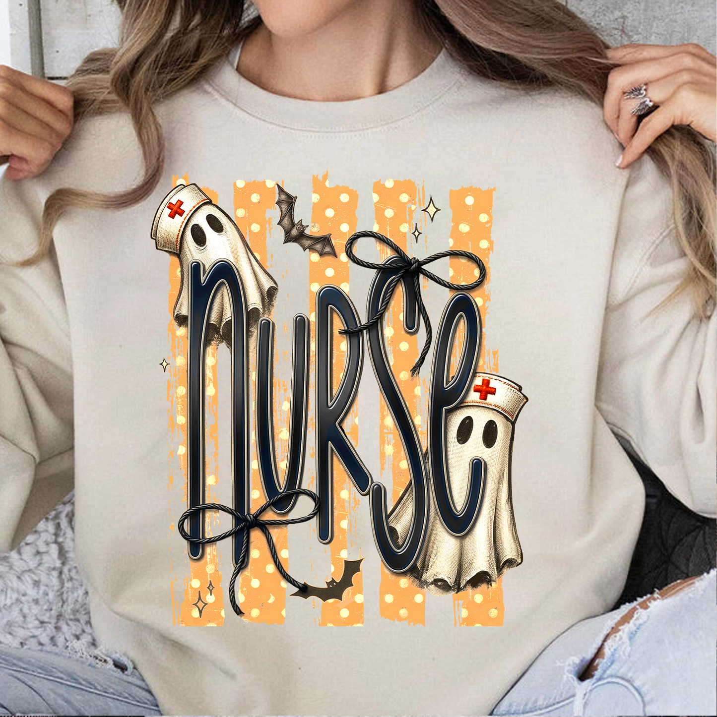 Cute Ghost Nurse Graphic Bright Shirt, Spooky Season Tee, Gift For Halloween 685846
