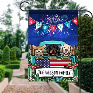 Happy Fourth Of July Personalized Custom Dog Garden Flag