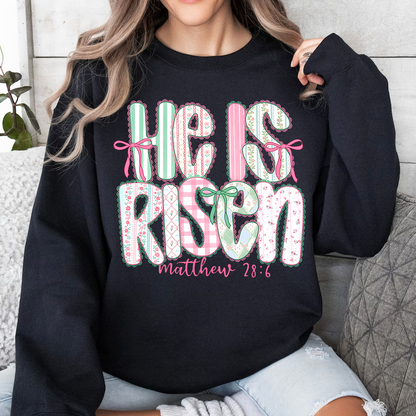 He Is Risen Coquette Lace Dark Shirt | Easter Day T-Shirt 684440