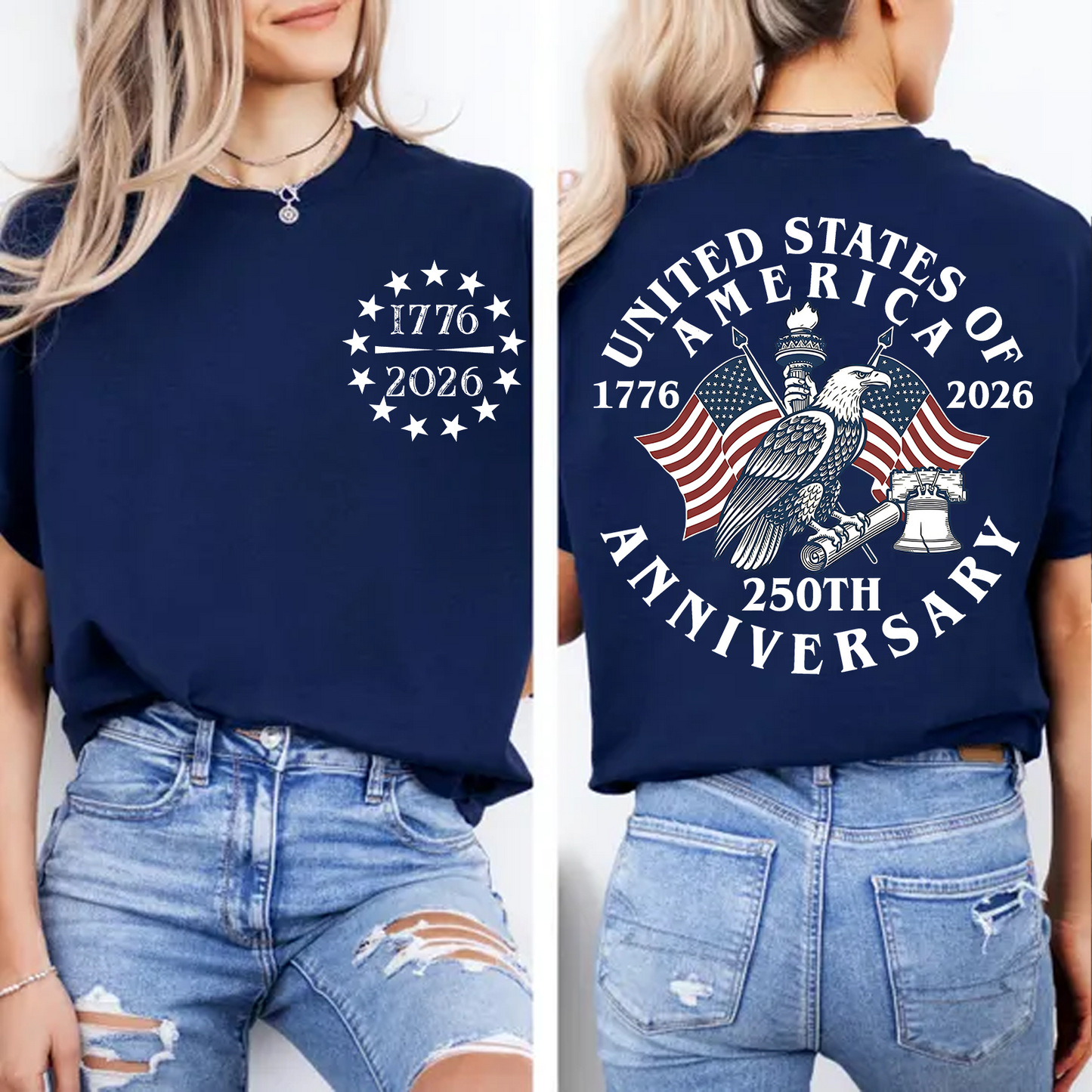 America 250th Anniversary Pocket & Back Dark Shirt, 1776–2026 Patriotic Flag Tee, 4th Of July Gift 685348
