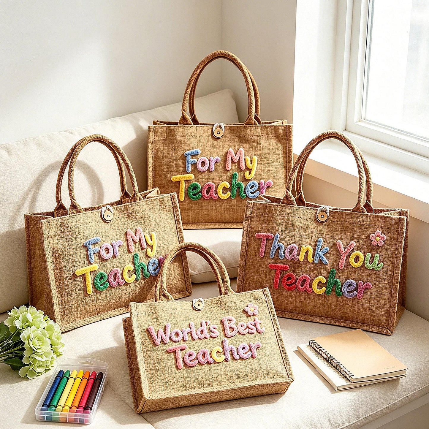 Custom Crochet Teacher's Name Tote Bag | Personalized Back To School Tote | Teacher Appreciation Gift 685473 WFD