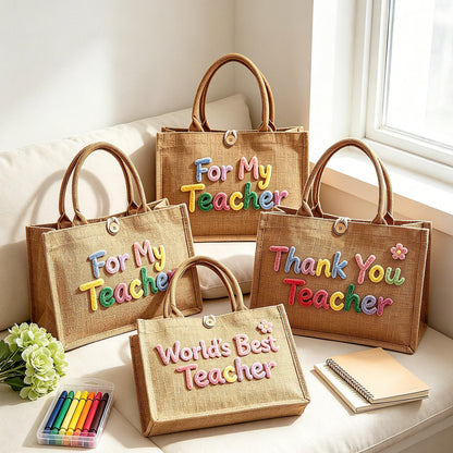 Custom Crochet Teacher's Name Tote Bag | Personalized Back To School Tote | Teacher Appreciation Gift 685473 WFD