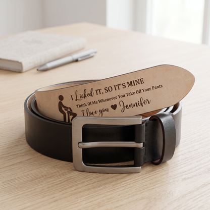 Personalized Hidden Message Leather Belt, Custom Engraved Leather Belt, Funny Gift For Couple 686497 WFD
