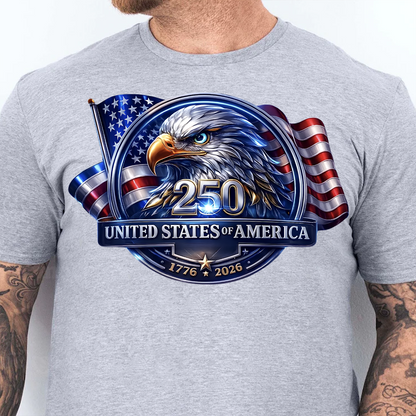 USA 250th Anniversary Eagle Emblem Bright Shirt | Personalized Patriot Sweatshirt | Patriotic Tee 684409