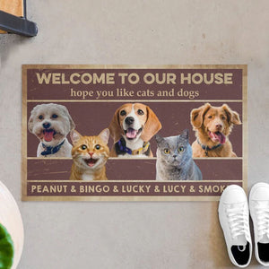 Welcome To The Pet Home Personalized Custom Photo Dogs Cats Pets Doormats C597