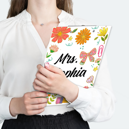 Custom Teacher Name Clipboard, Personalized Back To School Floral Clipboard, Teacher Appreciation Gift 685524