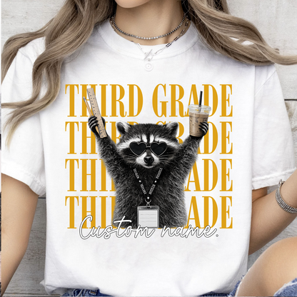 Personalized Grade Level Teacher Bright Shirt, Funny Raccoon Teacher Team Tee, Back To School Gift 685709