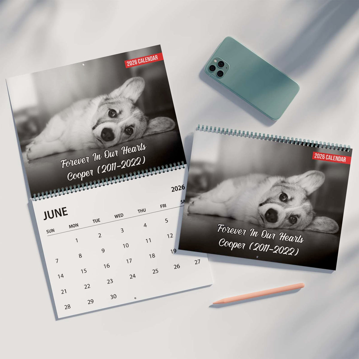 Forever In Our Hearts Photo Dog Memorial Calendar 2026 | Personalized Custom Pet Lovers Wall Calendar 683370