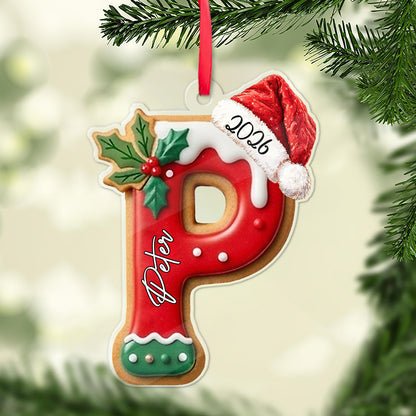 Personalized Gingerbread Letter Acrylic Ornament, Custom Christmas Gift For Family 685988
