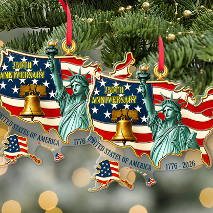 USA 250th Anniversary Acrylic Ornament, 1776-2026 Patriotic Christmas Decor 685913