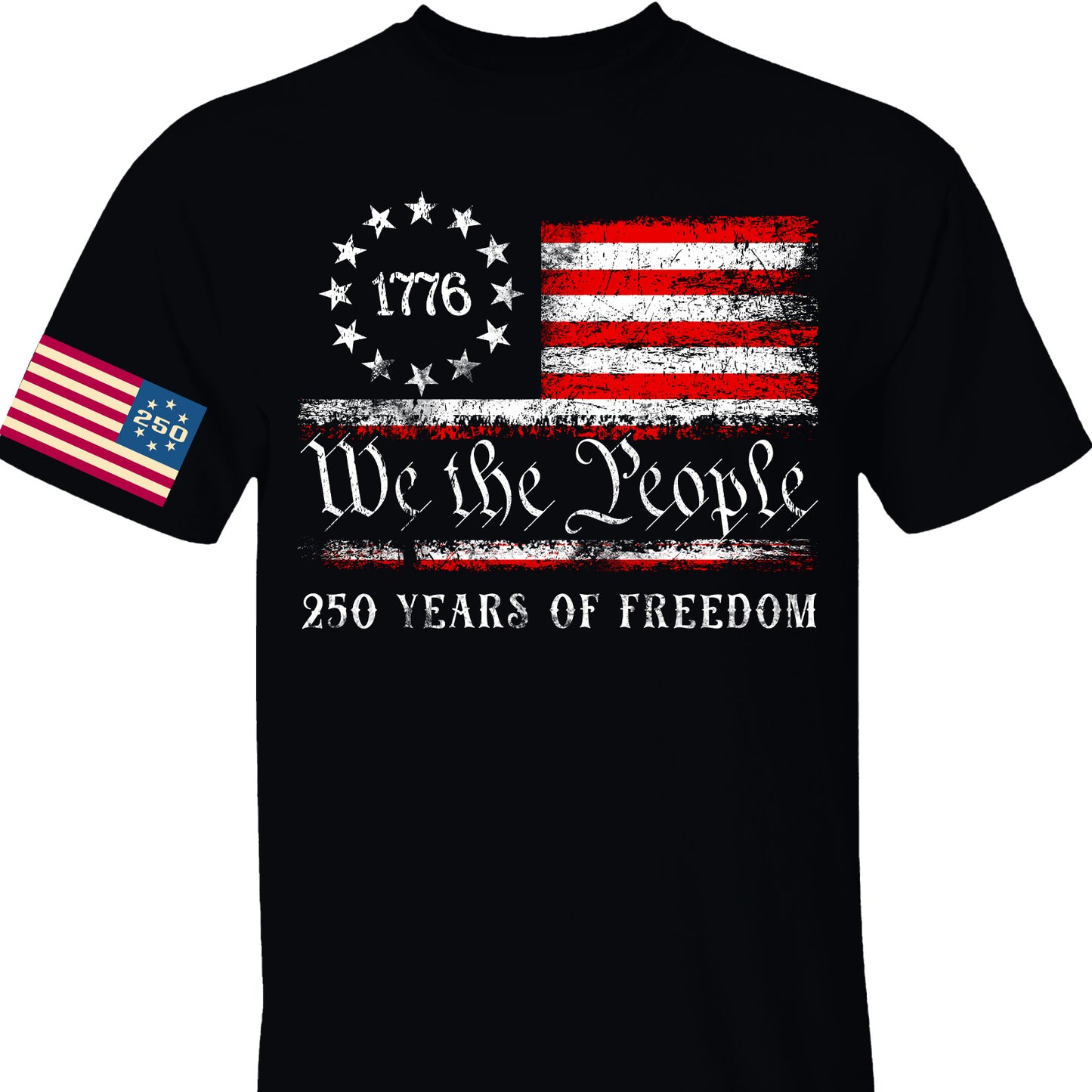 We The People 250 Years Shirt | Happy 250th Birthday USA Shirt | Patriotic 4th of July Tee Flag On Sleeve | America 250th Anniversary | Independence Day Shirt 682580