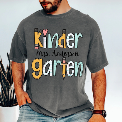 Custom Teacher Name Comfort Colors Shirt, Personalized Kindergarten Tee, Back To School Gift 685490 WFD