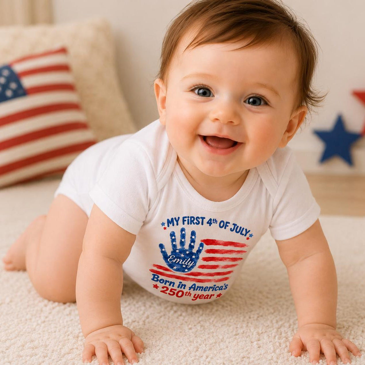 Personalized My First 4th Of July Baby Bodysuit, Born In America’s 250th Year Outfit, Patriotic 4th Of July Baby Gift 685360
