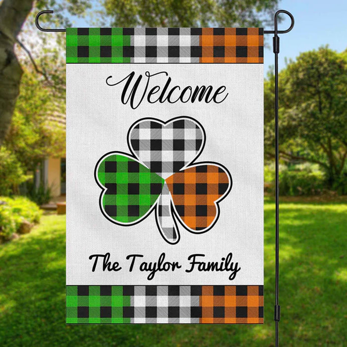 Welcome St. Patricks Day Personalized Custom Garden Flag H172