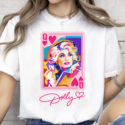 Queen Of Hearts Dolly Parton Memorial Bright Shirt, Pop Art Graphic Tee, Retro Country Legend Apparel 686163