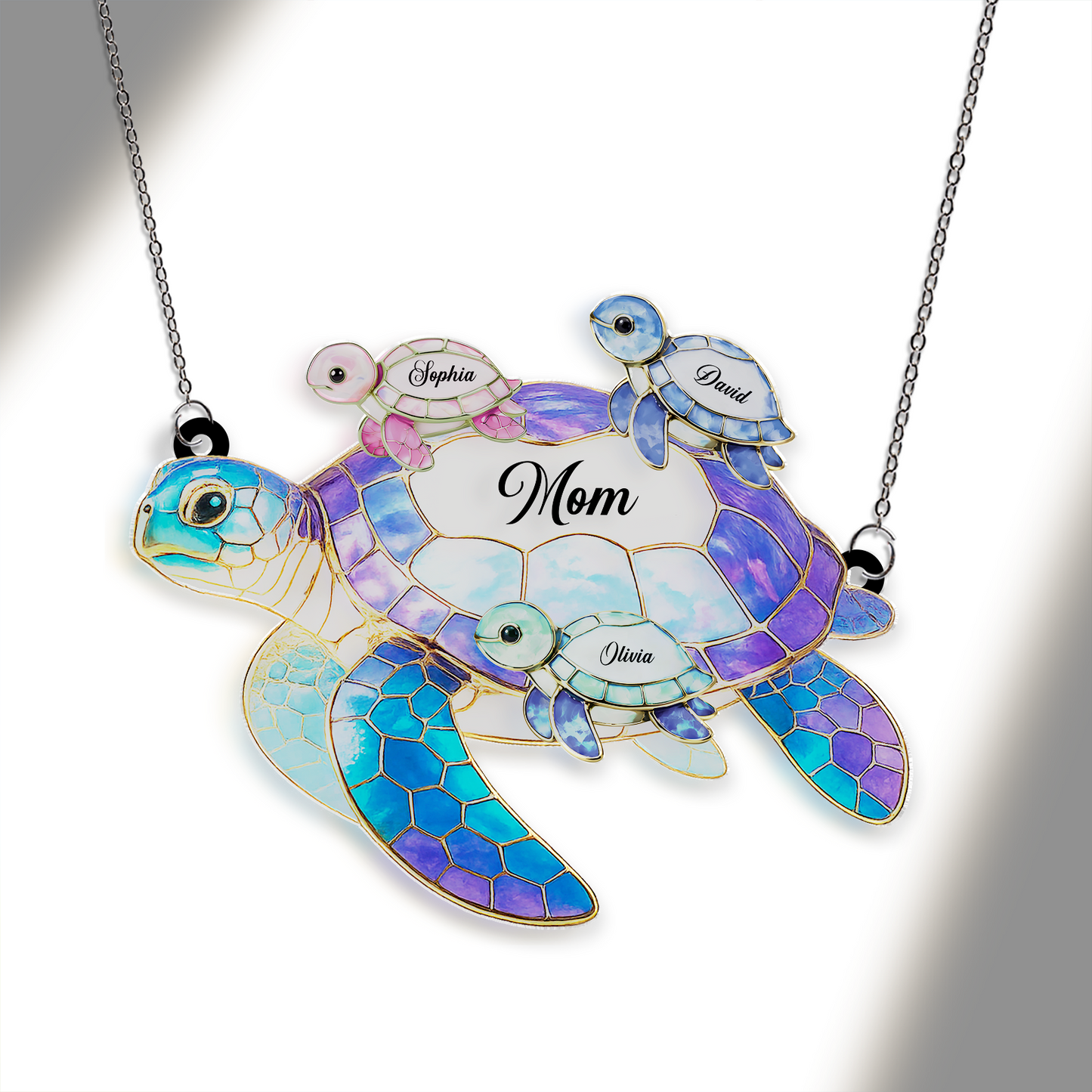 Personalized Sea Turtle Suncatcher Ornament | Custom Name Suncatcher Mother's Day Gift For Grandma Mom 684810