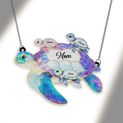 Personalized Sea Turtle Suncatcher Ornament | Custom Name Suncatcher Mother's Day Gift For Grandma Mom 684810