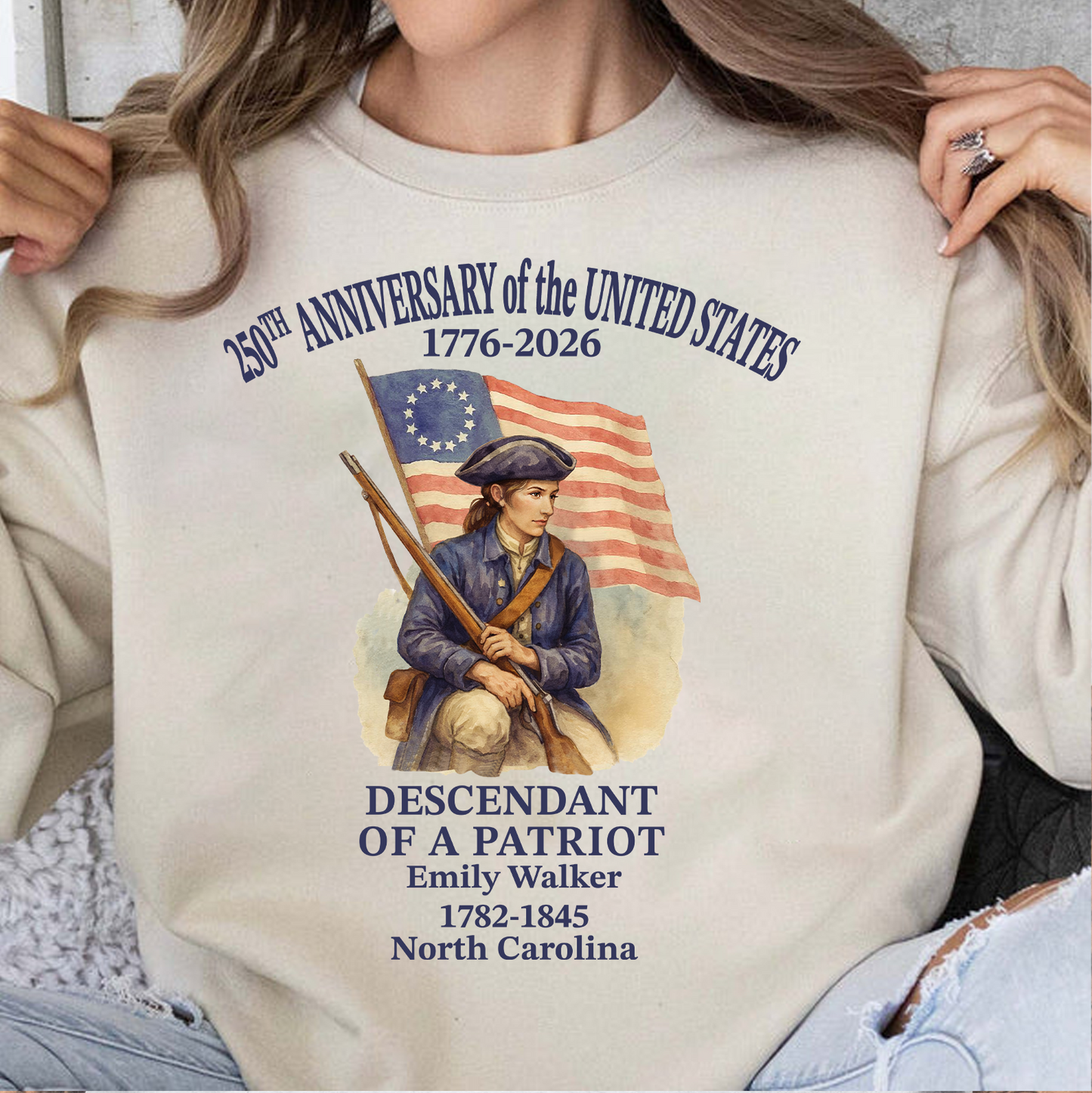 Personalized 250 Years Anniversary Shirt, Custom Name Descendant Of A Patriot, Patriotic 1776–2026 Tee 684604