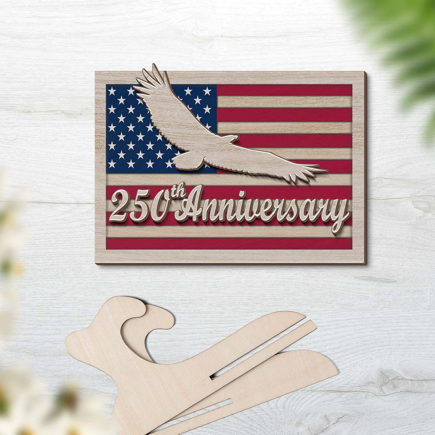 USA 250 Years Anniversary Wood Plaque | Patriotic 2 Layers Wooden Plaque 684628