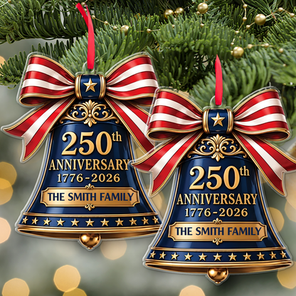 Personalized USA 250th Anniversary Acrylic Ornament, 1776-2026 Patriotic Bell Christmas Decor 685885