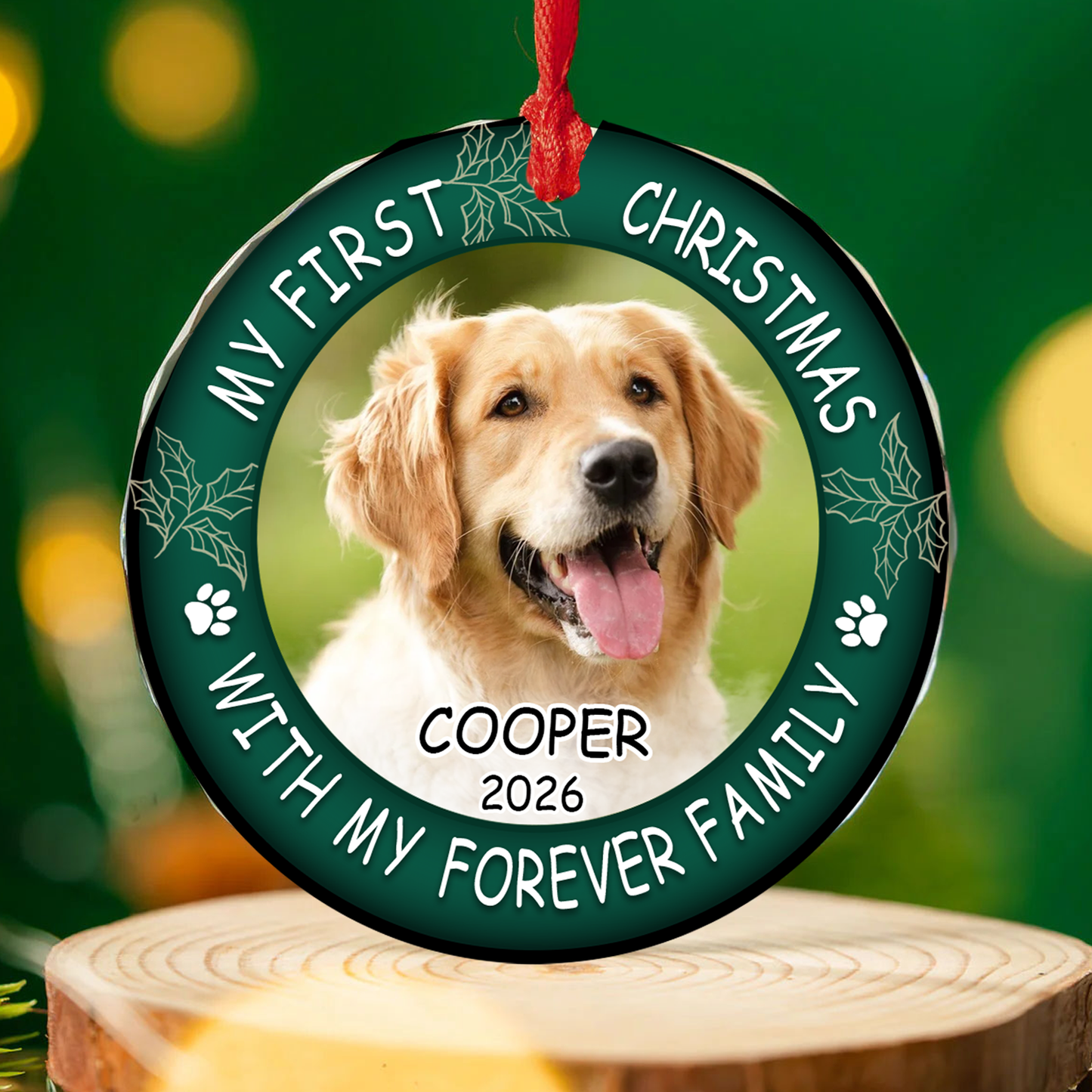 Custom Photo First Christmas Glass Ornament, Personalized Christmas Gift For Pet's Lover 685927