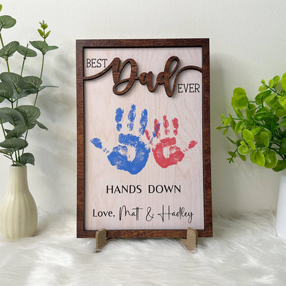 Personalized Best Dad Ever 2 Layers Wooden Plaque, Custom Name Wooden Plaque, Father’s Day Gift 685027