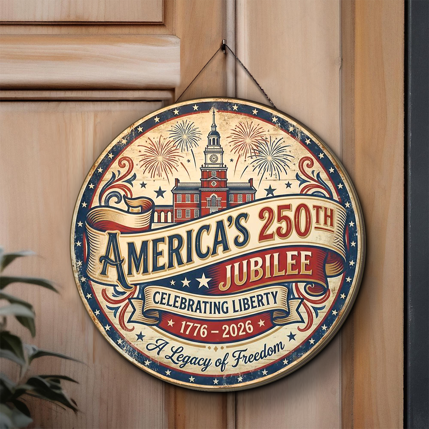 America's 250th Jubilee Celebrating Liberty | 250 Years 1776-2026 Semiquincentennial Wooden Sign 684427