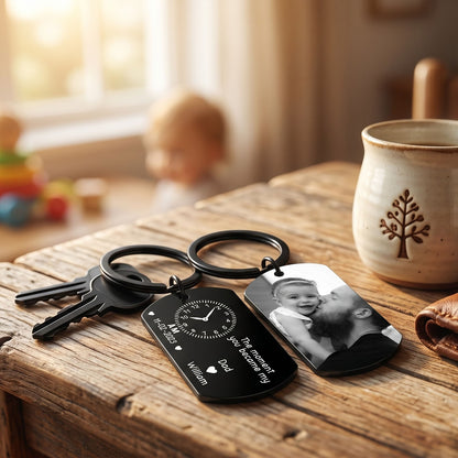 Custom Photo The Moment You Became My Dad Keychain | Personalized Father's Day Gift, Gift For New Dad 685139