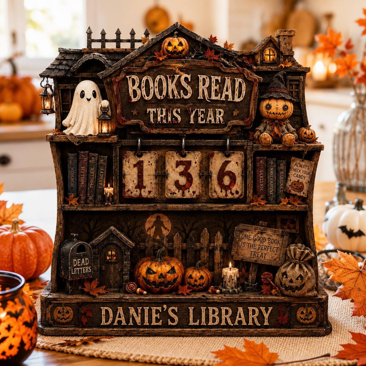 Personalized Witchy Books Read Tracker, Custom Name Halloween Library Decor, Book Lover Gift 685663