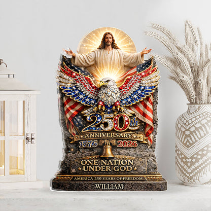 USA 250 Years Anniversary Acrylic Block Plaque | One Nation Under God Patriotic Acrylic Block 684650