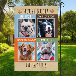 Dog House Rules Personalized Custom Photo Garden Flag C183