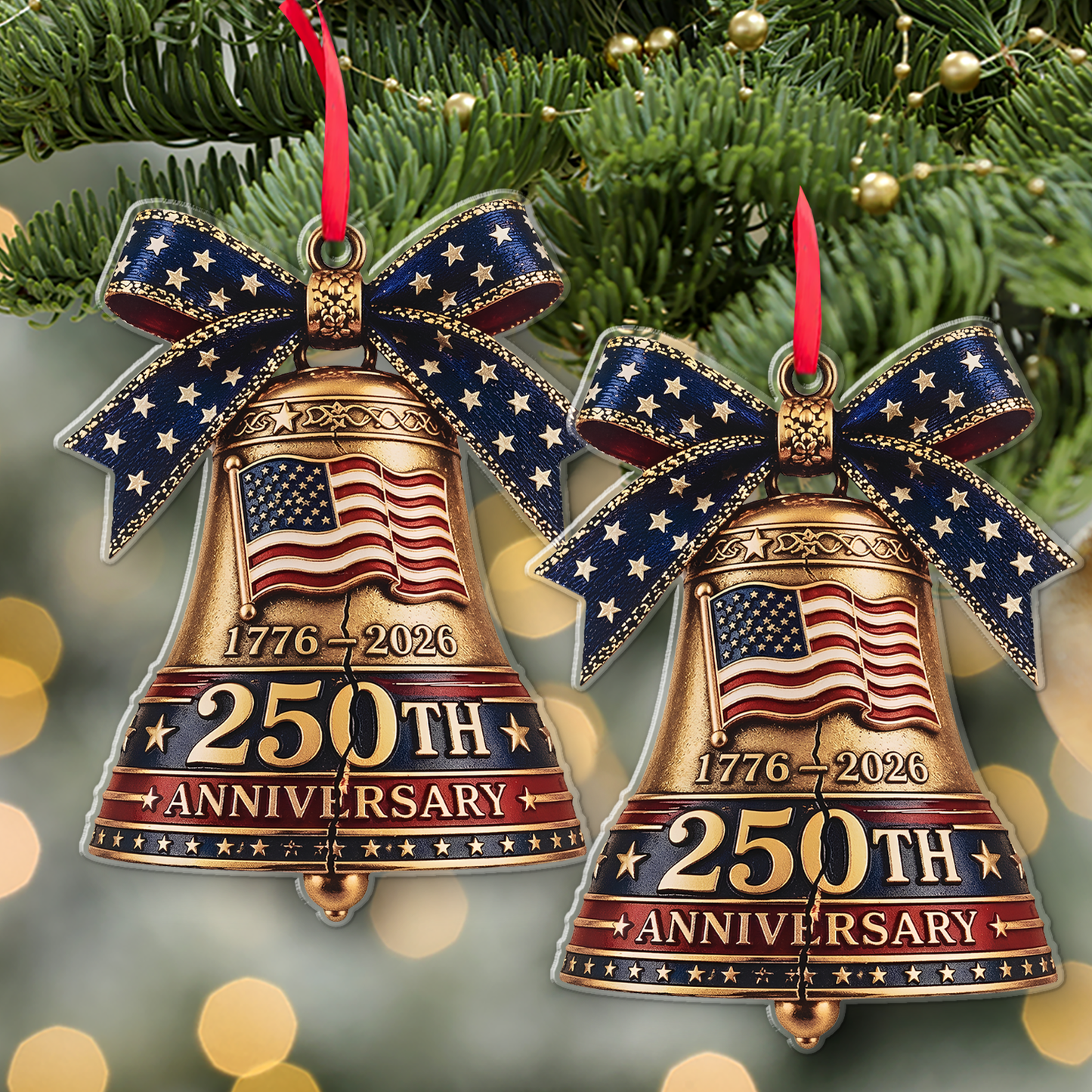 USA 250th Anniversary Acrylic Ornament, 1776-2026 Patriotic Christmas Tree Decor 685890