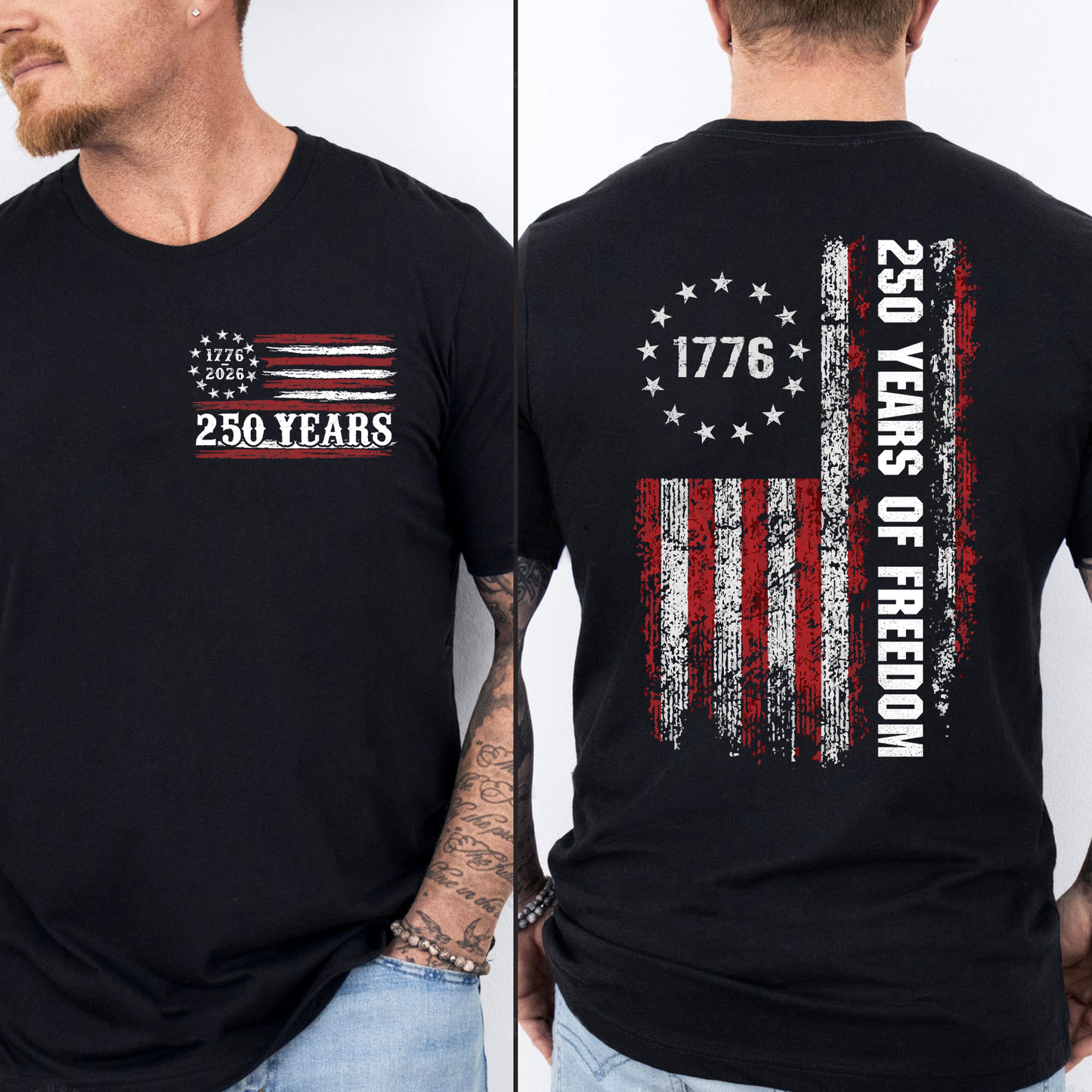 250 Years Of Freedom Shirt | 250th Anniversary 1776–2026 Tee | Patriotic Retro USA 250 Pocket & Back Shirt 684509