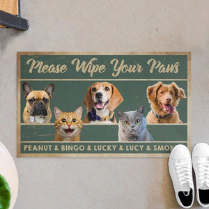 Please Wipe Your Paws Personalized Custom Photo Dogs Cats Pets Doormats C597