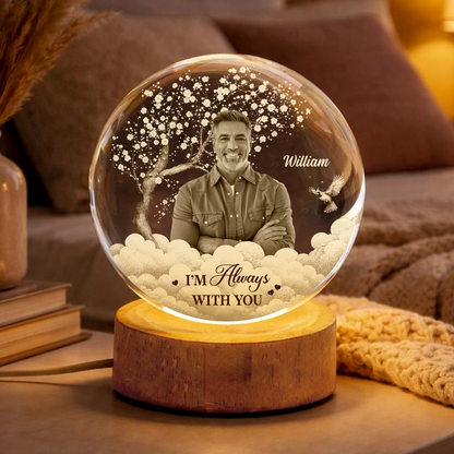 Custom Photo Memorial Crystal Ball Night Light, Family Remembrance Gift, Dad Memorial Gift 685551