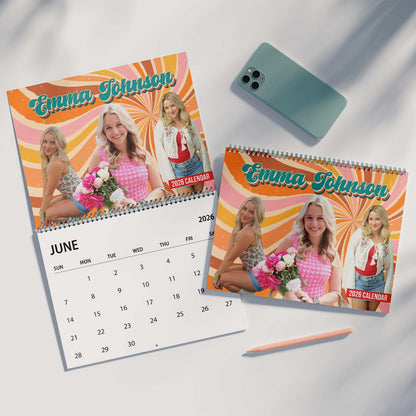 Retro Vintage Upload Photo Calendar 2026 | Personalized Custom Family Wall Calendar 683415