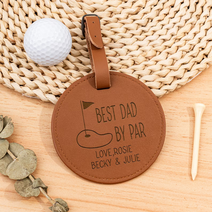 Personalized Father's Day Leather Golf Bag Tag | Mini Golf Tee Holder | Engraved Leather Golf Accessories Gift For Dad 685141