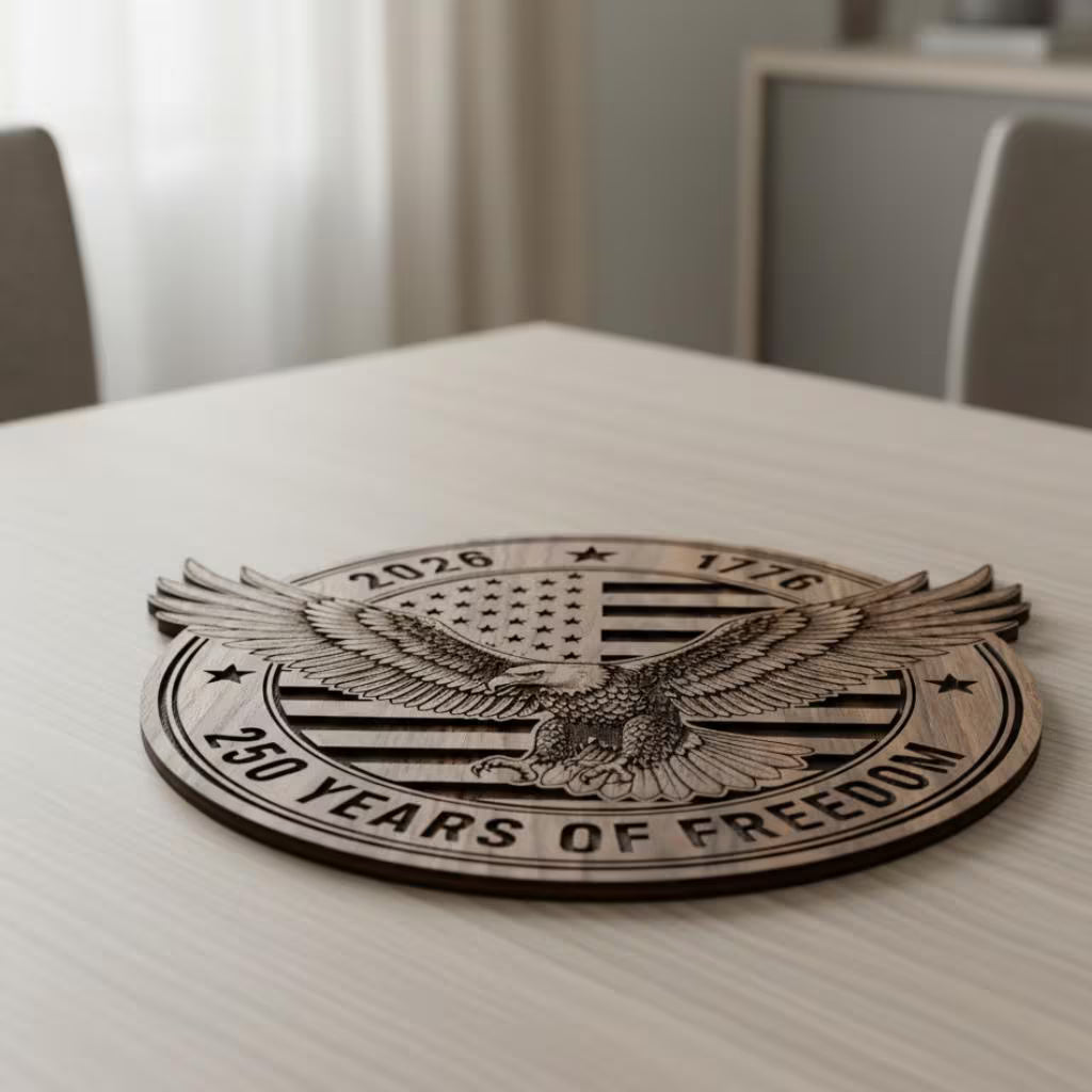 USA 250 Years Of Freedom Wood Plaque | Patriotic 1776–2026 Semiquincentennial 2 Layers Wooden Plaque 684627