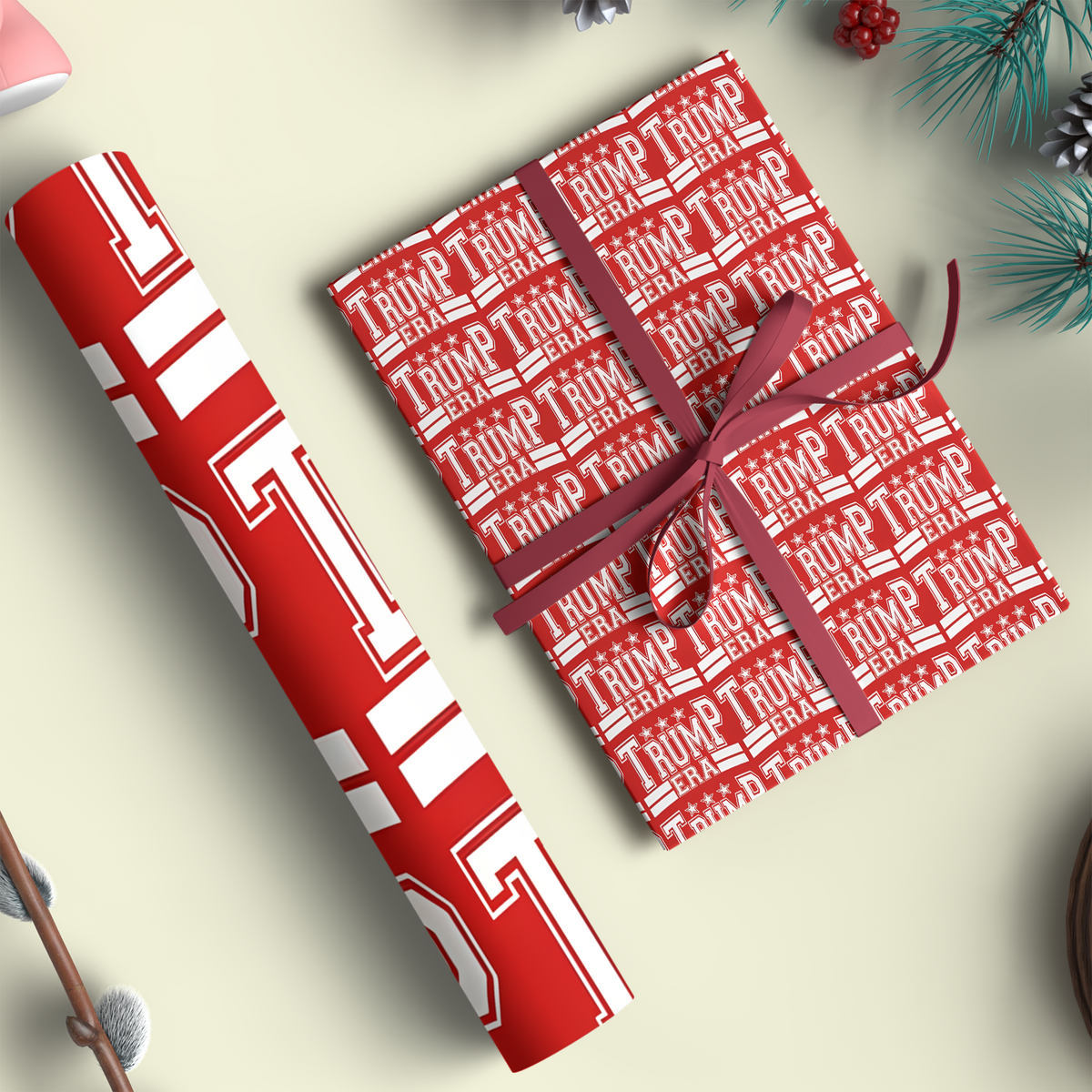 Red & White "Trump Era" Wrapping Paper, Patriotic Political Supporter Paper, Christmas Gift Wrap 686290
