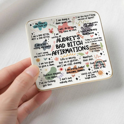 Affirmations Ring Dish | Personalized Trinket Tray | Custom Name Jewelry Tray | Mother's Day Gift 684753