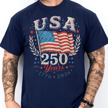 USA 250 Years Anniversary Dark Shirt, Vintage Independence Day Tee, Patriotic 4th Of July Gift 685420