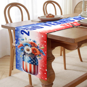 250 Years of Freedom Patriotic Table Runner | Red White and Blue Floral Decor | Independence Day Home Decoration 683642