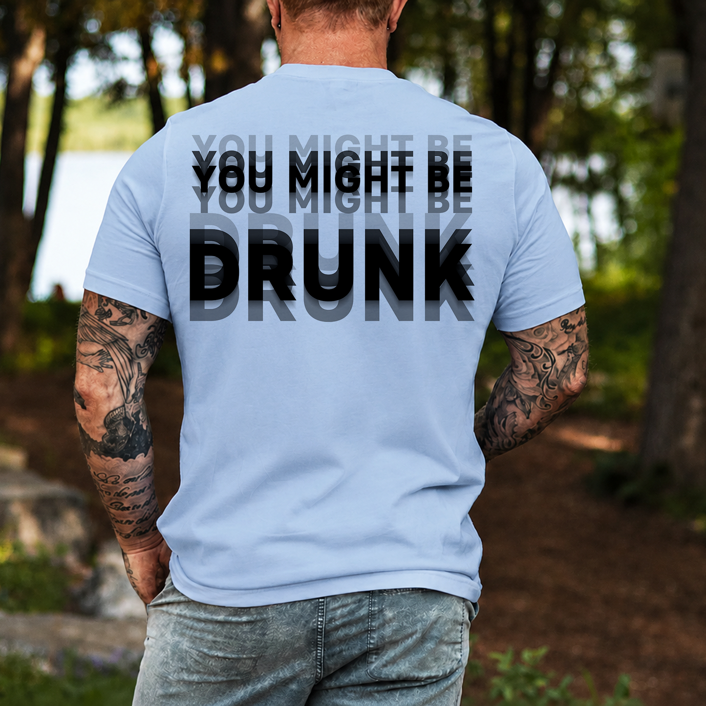 "You Might Be Drunk" Optical Illusion Graphic Backside Bright Shirt, Funny Party Tee 685746